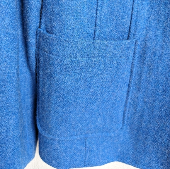 TALBOTS Wool Classic Bright Blue Felted Shetland Blazer Jacket - Picture 8 of 16